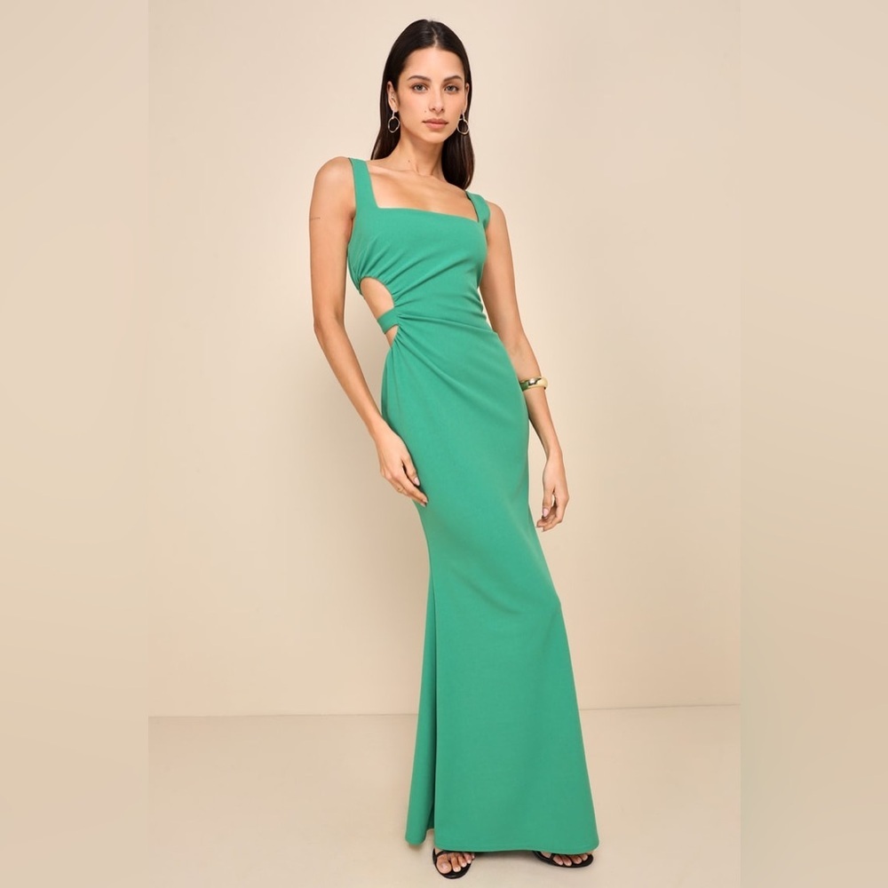 Lulus Perfect Marvel Green Sleeveless Cutout Mermaid Maxi Size XS